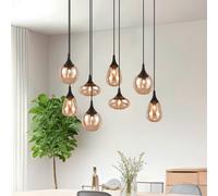 Trio Lighting Lámpara colgante Lumina, 8 luces, negro/ámbar, cristal