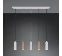 Trio Lighting Lámpara colgante Soka, marrón/gris, longitud 85 cm, metal, 5 luces.