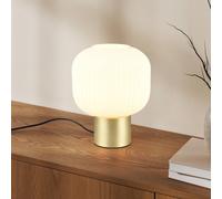 Trio Lighting Lámpara de mesa Diva, color latón, blanca, metal, cristal, E27
