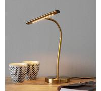Trio Lighting Lámpara de mesa LED curvable Curtis, latón envejecido