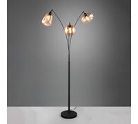 Trio Lighting Lámpara de pie Lumina, 3 luces, negro/ámbar, cristal