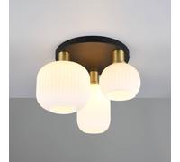 Trio Lighting Plafón Diva, 3 luces, metal, cristal, blanco, color latón True