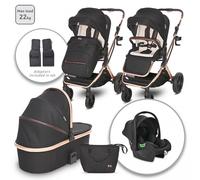 Trio Lorelli Glory Black + Silla de Coche i-Size R129 Carga Máxima 22 Kg