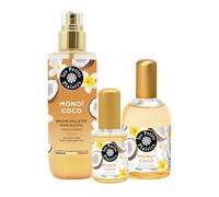 Trío Monoï Coco, eau de toilette 110ml y 30ml + bruma corporal 200ml, perfume mujer solar y gourmand, cofre regalo, Fabricado en Francia