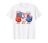 Trío patriótico de Pollo 4 de Julio USA Farm Animal Art Camiseta