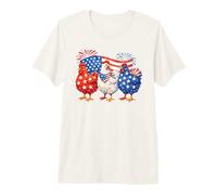 Trío patriótico de Pollo 4 de Julio USA Farm Animal Art Camiseta Premium