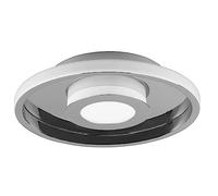 Trio, Plafón, Ascari incl. 1 x LED,SMD,28,0 Watt,3000K,3200 Lm. Plástico, Blanco, Cuerpo: Metal, Cromo Ø:30,0cm, A:6,8cm Regulable mediante interruptor,IP44,Fuente de luz no reemplazable