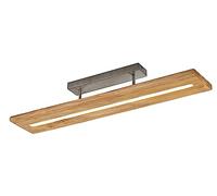 Trio, Plafón, Brad incl. 1 x LED,SMD,27,0 Watt,3000K,3400 Lm. Cuerpo: Madera natural, color de la madera A:100,0cm, L:20,0cm, A:16,7cm Regulable mediante interruptor,Función de memoria,IP20