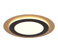 TRIO - Plafón LED Morgan 641519280, metal negro mate/dorado, acrílico, LED 46 vatios incluido, mando a distancia