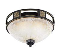 Trio - Semi plafón con 2 luces, vidrio champagne alabastro, color marrón oxido