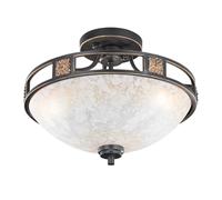 Trio - Semi plafón con 3 luces, vidrio champagne alabastro, color marrón oxido