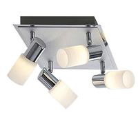 TRIO Serie 8214 - Focos con 4 luces, bombillas incluidas, SMD, LED, 4,5 W, 400 lm, 3000 K, 230 V IP20, 18,5 x 23 x 23, metal, aluminio pulido