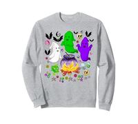 Trio Spooky Campers Funny Cute & Creepy Grey Ghouls Fantasmas Sudadera