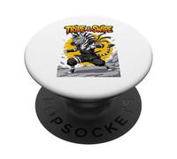 Tripe and Swipe Funny Zebra Kung Fu Martial Arts Cartoon PopSockets PopGrip Adhesivo