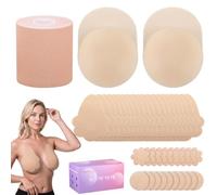 Tripetals Boob Tape 5m, Sujetador Adhesivo Push Up Cinta Pecho Adhesiva para Mujer, Pezoneras Adhesivas Invisibles para Copas A-G (3in Beige Set)