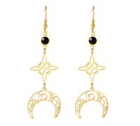 Tripla Luna Dea Pentagramma Mezzaluna Ciondolo Orecchini Amuleto Wiccan Gioielli Gioielli in acciaio inox Regalo Ragazza Donna (4)