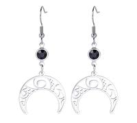 Tripla Luna Dea Pentagramma Mezzaluna Ciondolo Orecchini Amuleto Wiccan Gioielli Gioielli in acciaio inox Regalo Ragazza Donna (1)