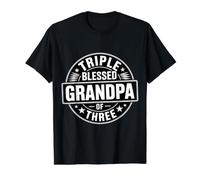 Triple Blessed Grandpa of Three Abuelo Orgulloso - Camiseta gráfica económica, Hombre, Negro, S