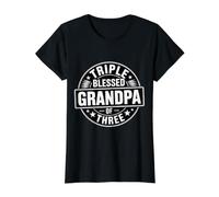 Triple Blessed Grandpa of Three Abuelo Orgulloso - Camiseta gráfica económica, Mujer, Negro, S