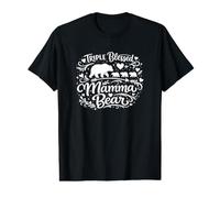 Triple Blessed Mamma Bear Orgullosa Mamá De Tres Camiseta gráfica económica