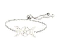 Triple diosa de la luna pentagrama estrella pulsera amuleto pentagrama religión pulsera de acero inoxidable joyería símbolo brujería regalos para mujeres, Medium, Acero inoxidable, No es una piedra