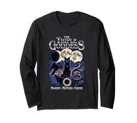 Triple Diosa Fases Lunares Gato Negro Cuervo Serpiente Wiccan Manga Larga