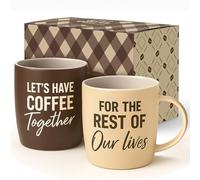 Triple Gifffted Let's Have Coffee Together - Juego de tazas de café, regalos de boda de compromiso para pareja, novia y novio, despedida de soltera, él y ella, Mr and Mrs, Navidad, San Valentín,
