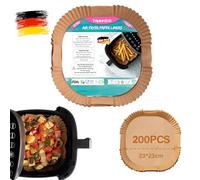 TRIPLE K&S 200 unidades de papel para hornear airfryer Liners 7,5-10 l, papel de parchment no adhesivo, compatible con Russell Hobbs, Cecotec, Princess XXL Air Fryer (200 unidades de 23 x 23 cm)