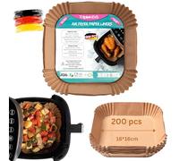 TRIPLE K&S Airfryer - Papel de horno (200 unidades, 2-4,1 L, antiadherente, compatible con Xiaomi Philips Cosori Airfryer, 200 unidades de 16 x 16 cm)