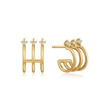 TRIPLE MINI HOOP STUD EARRINGS