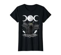 Triple Moon Witch Cat Wicca Wiccan Pagan Symbol Halloween Camiseta gráfica económica, Mujer, Negro, S