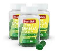 Triple Omega 3-6-9 Gominolas 3 Pack - Complemento Alimenticio Vegano con Ácidos Grasos Esenciales - Bienestar Diario y Rutina Equilibrada - Beneficioso para el Sistema Nervioso - Best Diet