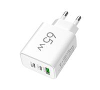 Triple Port Ladegerät | 65W MultiPort, 1 +2 PDAnschlüsse, Reisezubehör, Kompakter Block Für Die Meisten Smartphones Und Tablets