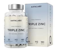 Triple Zinc con Vitamina C Natural - 25mg - 1 Cápsula al Día | 3x Formas de Zinc - Picolinato, Bisglicinato y Monometionina - 180 Cápsulas - Suministro para 6 Meses - Veganos