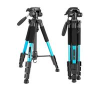Tripod Stand, Trípode Profesional con Cabezal esférico y Placa de liberación rápida, Compatible con cámaras Sony, Nikon, Canon, DSLR y Smartphones.(Blue)