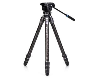 Trípode Benro Tortoise Carbon con cabezal de vídeo S4PRO y base niveladora 34C