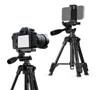 Tripode Camara, Trípode Tripe, Mini Tripode Universal para Cámara trípode Regulable 63 cm con Tubo de Hierro Negro + Clip Abierto Tipo E, Compatible con Cámaras y Teléfonos
