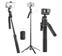 Trípode cardán de seguimiento facial automático de rotación de 360 grados, palo selfie con control remoto para iPhone, Android, cámara en miniatura, soporte de trípode de teléfono de 70 pulgadas para