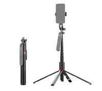 Trípode de aluminio giratorio de 360° con control remoto inalámbrico, extensible hasta 1,6 m, ligero, portátil, compatible con teléfonos inteligentes iPhone y Android