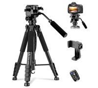 Trípode de cámara de 75 pulgadas, trípode resistente para cámara con soporte para teléfono y bolsa de viaje, compatible con cámara de video, DSLR, telescopios, videocámara, GoPro, teléfono celular