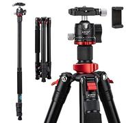 Trípode de cámara, trípode de viaje de 62 pulgadas, trípode compacto ligero y monopie desmontable, cabeza de bola de 360 grados, placa QR, carga máxima de 22 libras
