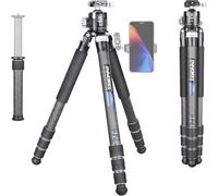 Trípode de fibra de carbono-INNOREL CT85C Trípode portátil profesional para cámara DSLR con centro de baja gravedad Cabezal panorámico de 360 ° y columna central corta Tubo de 32 mm Carga máxima 25 kg