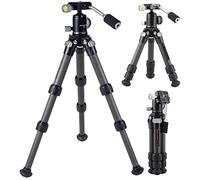 Trípode de fibra de carbono para cámara de mesa, mini trípode de metal con cabeza de bola de metal de 360 grados con mango para cámara y teléfono, compatible con cámaras Canon, Nikon, Sony.