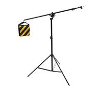 Trípode de luz con brazo extensor de 430 cm | Brazo de extensión de 115 - 208 cm, giratorio 180°, trípode 2 en 1 y brazo de gala, altura de plegado de 117 cm