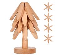Trípode de madera Lmueinov con forma de árbol, juego de trípodes para comida caliente, trípode de madera 4, trípode 1, soporte, color tronco,