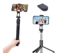 Trípode de palo para selfie, ligero, todo en 1, kit de video con control remoto inalámbrico integrado, trípode extensible portátil compatible con iPhone, Samsung, teléfonos inteligentes para filmación