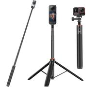 Trípode de palo selfie de 136 cm para Insta 360 X5/X4/X3/ONE X2/ONE X/Ace Pro/ONE RS (sin 1 pulgada 360)/GO 3/GO 2, DJI Osmo 360, Osmo Pocket 3 - Action Cam 2 en 1 empuñadura/soporte/accesorios para