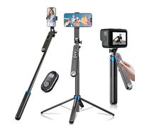Trípode de palo selfie de 71 pulgadas de alto con control remoto inalámbrico y rotación de 360°, soporte extensible de aleación de aluminio para teléfono celular, soporte para teléfono móvil
