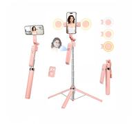 Trípode de palo selfie de seguimiento facial automático de 71 pulgadas para iPhone con luz, rotación de 360° y control de gestos, trípode de teléfono celular con control remoto para TikTok/Vlog/Live