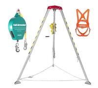 Trípode de rescate de aluminio con arnés de seguridad, equipo de rescate de espacio reducido, kit de rescate de pozo y alcantarillado, capacidad de 1800 libras, ideal para situaciones de emergencia